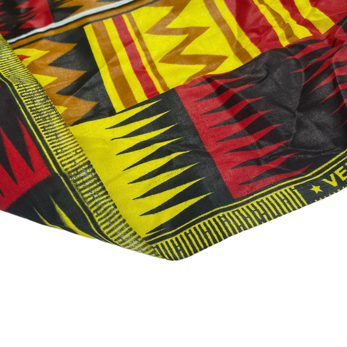 Waxed African Printed Cotton with Bordered Edge - Multi-Colour / Yellow / Red