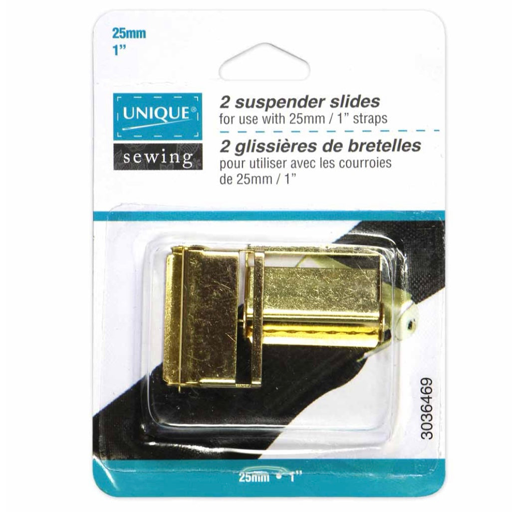 Suspender Slides - 25mm (1”) - Gold - 2pcs