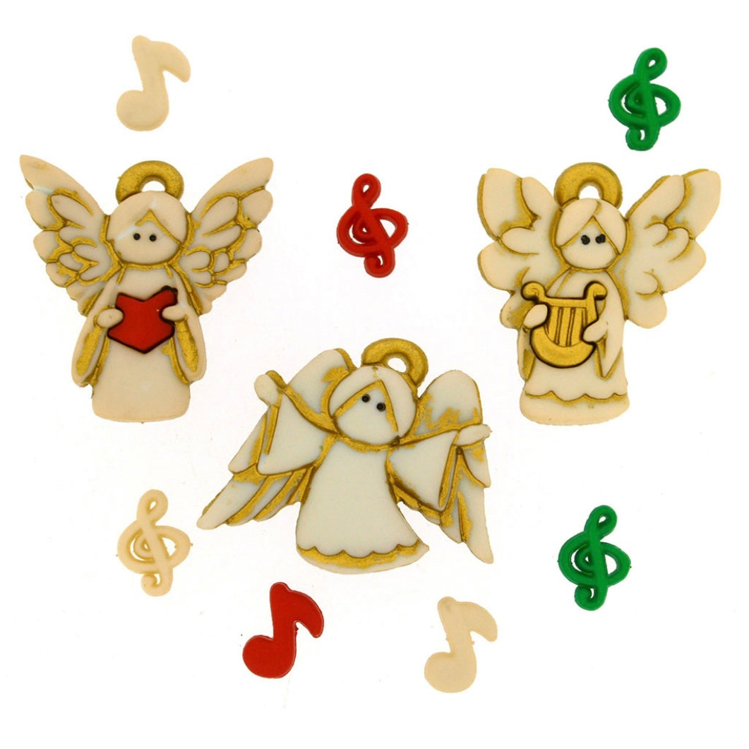 Novelty Christmas Buttons - Choir of Angels - 10pcs