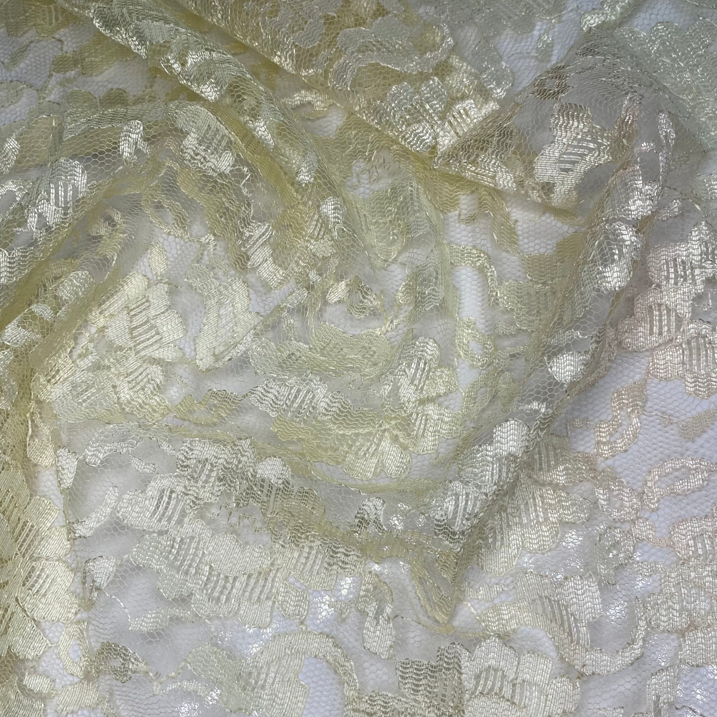 Floral Corded Lace with Scalloped Edges - Yellow