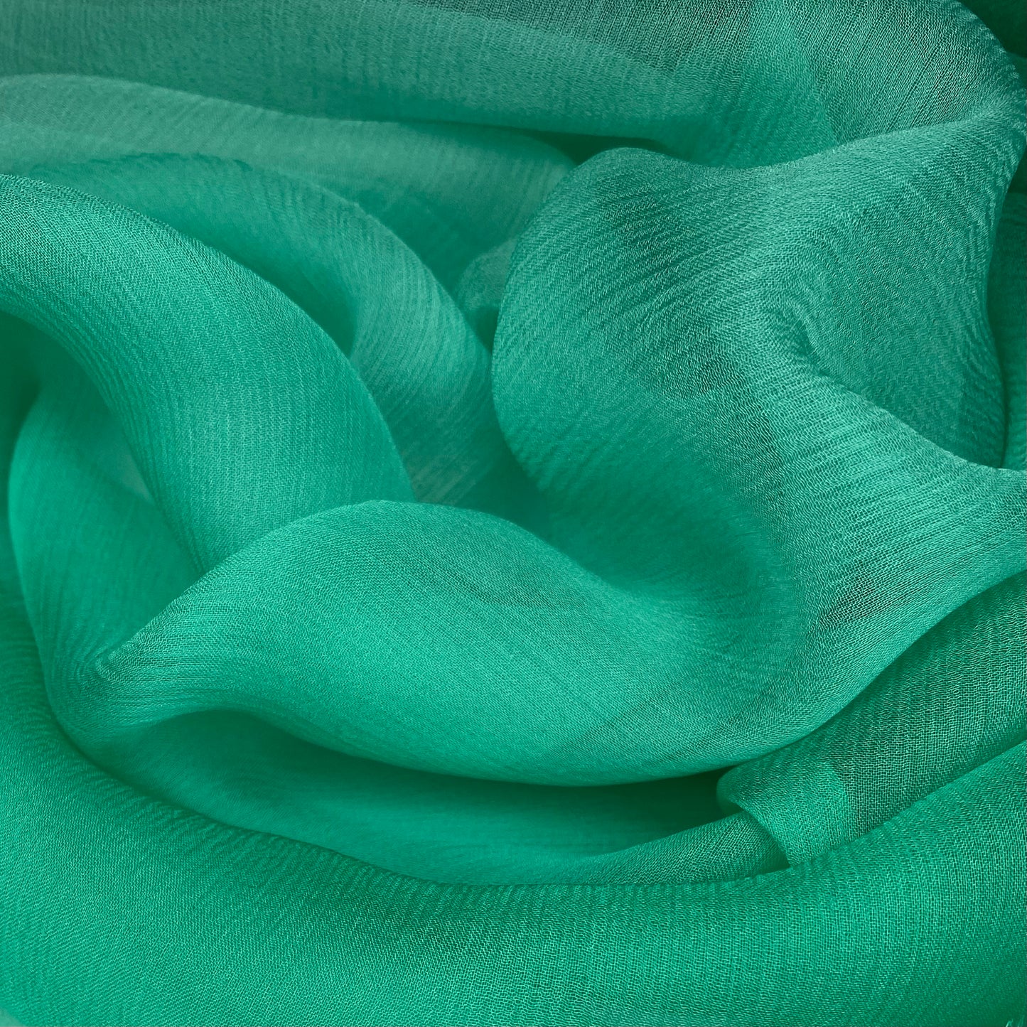 Ombré Crinkled Silk Chiffon - 44" - Green