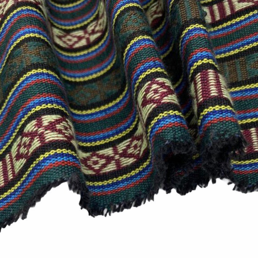 Woven Polyester - Striped Aztec - Green