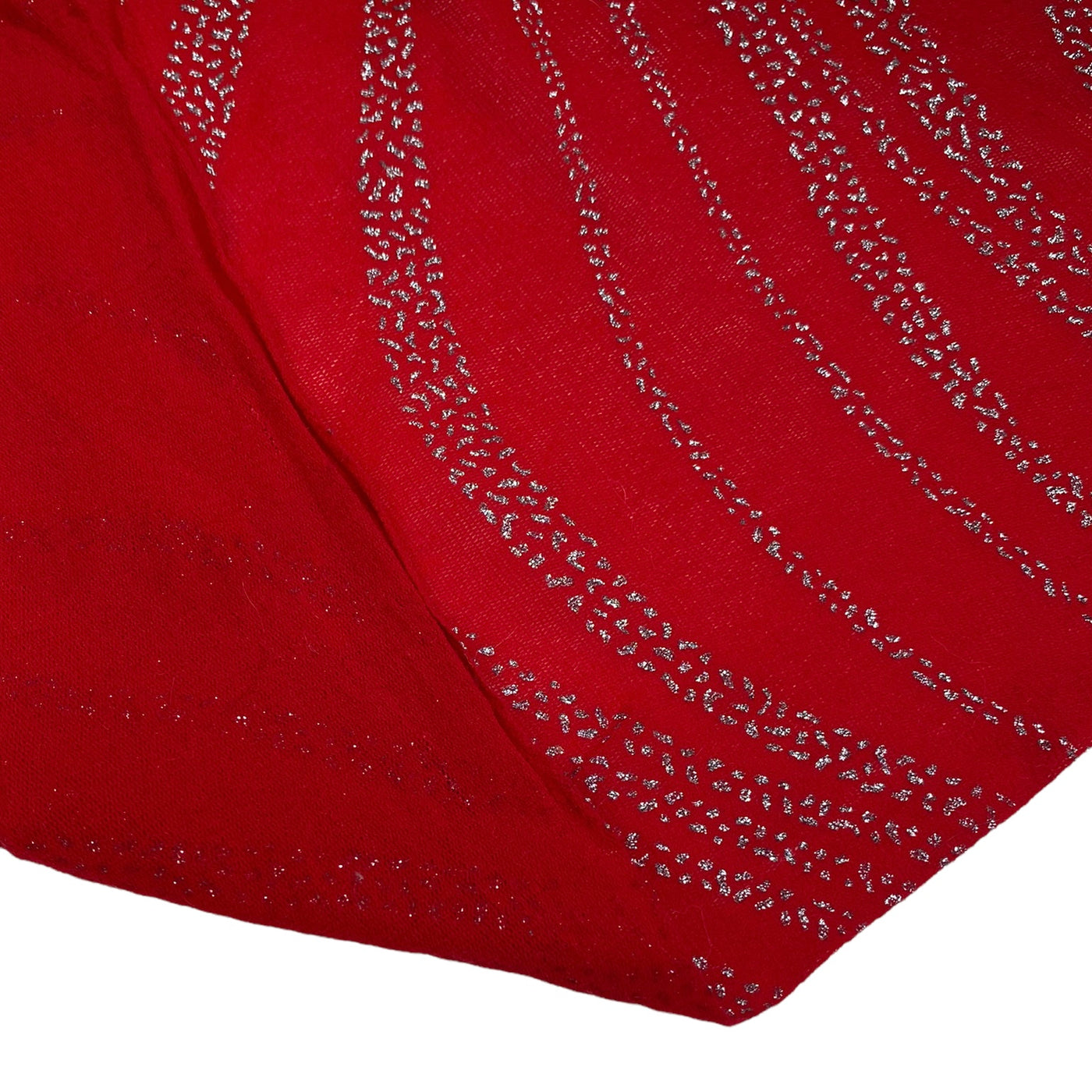 Stretch Mesh - Silver Glitter Design - Red / Silver