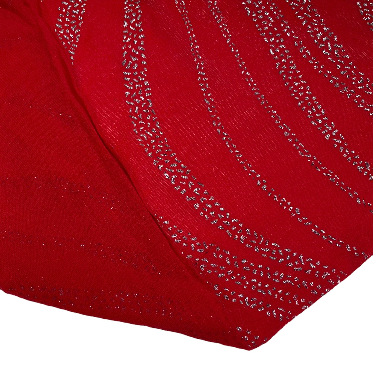 Stretch Mesh - Silver Glitter Design - Red / Silver