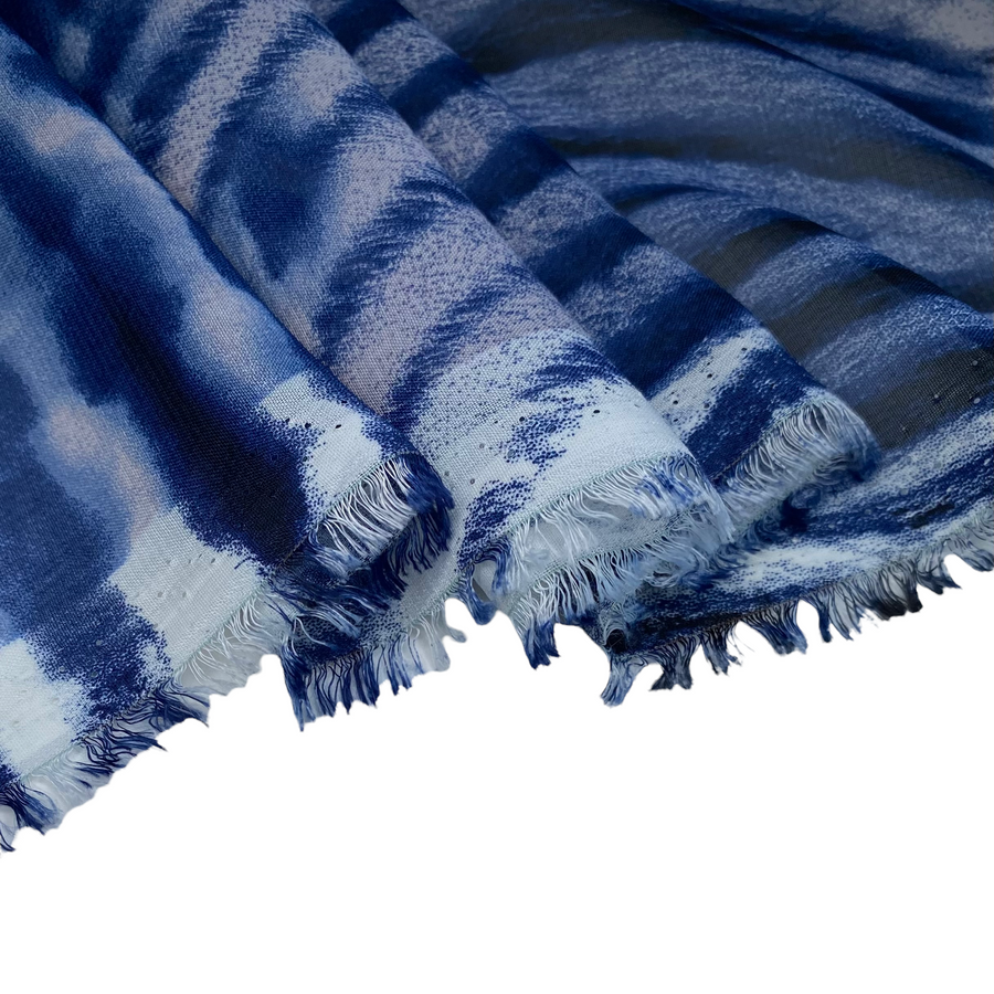 Striped Animal Print Polyester Chiffon - Striped Animal Print Blue