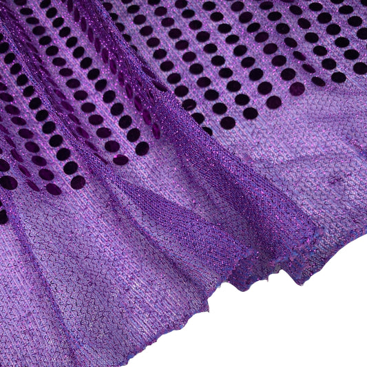 Faux Sequin Large Shiny Confetti Dot Knit - 42” - Purple