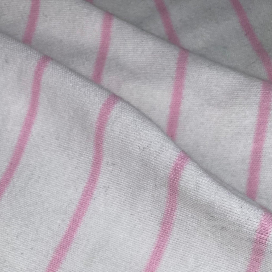 Striped Mercerized Cotton Knit - 68” - White/Pink