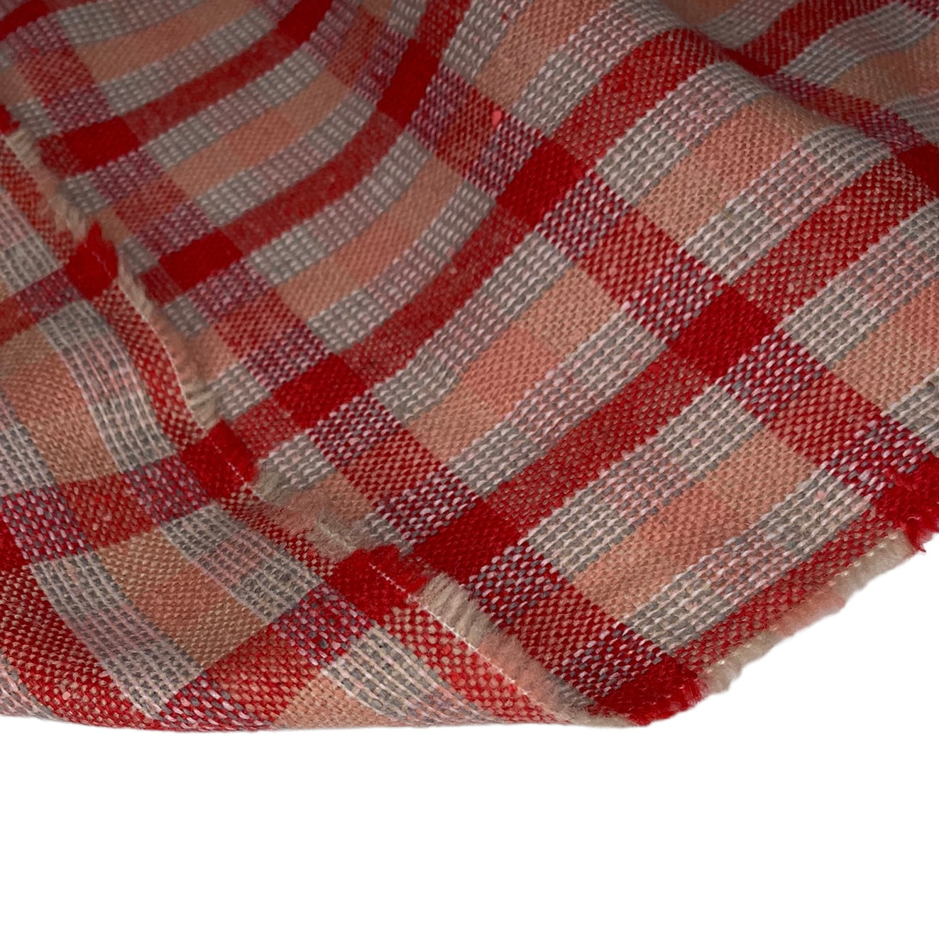 Yarn Dyed Wool Plaid - Red/Pink/White/Grey