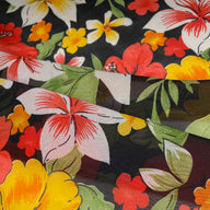 Printed Polyester Chiffon - Aloha Print - Red/Yellow/Black
