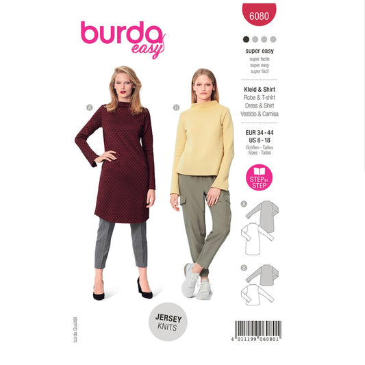 Dress, Top with Integral Collar Sewing Pattern - Burda Easy 6080
