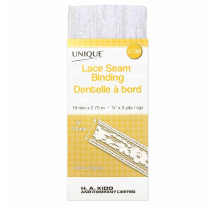 Lace Seam Binding - 19mm x 2.75m - White