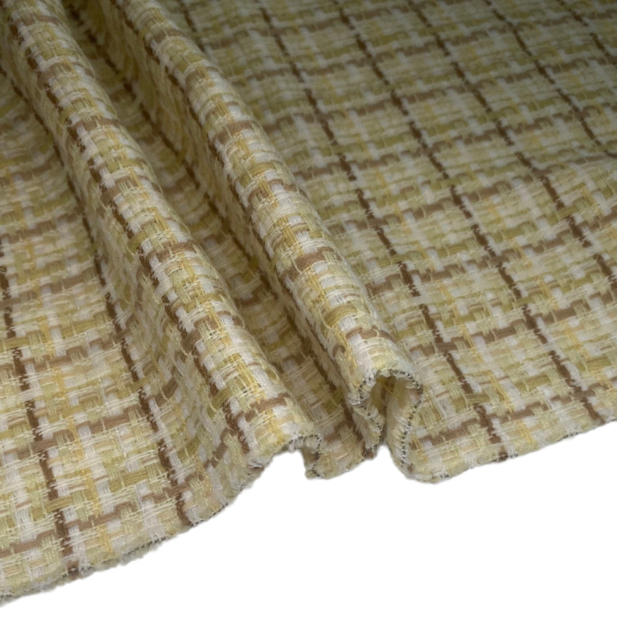 Boucle Polyester/Rayon Blend - Yellow/Brown/White