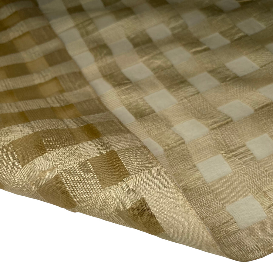 Plaid Silk Organza - 52” - Gold