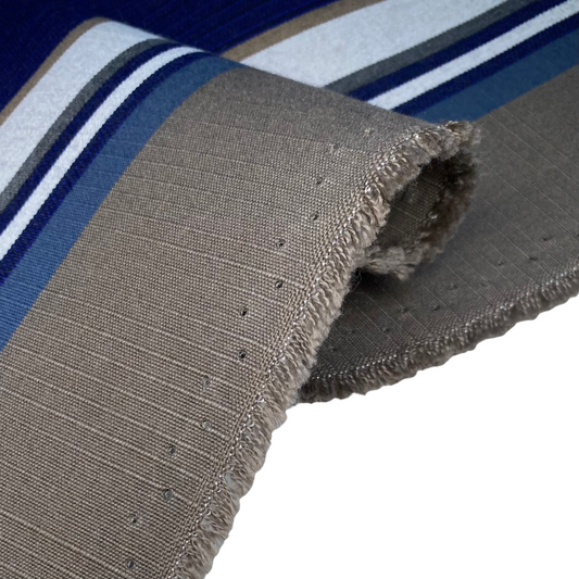 Sunbrella Striped Woven Upholstery - 48” - Blue/White/Beige