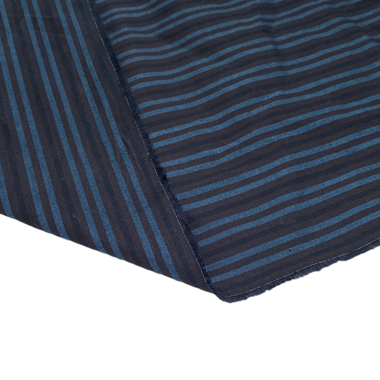 Striped Stretch Cotton Poplin - 50” - Blue/Brown