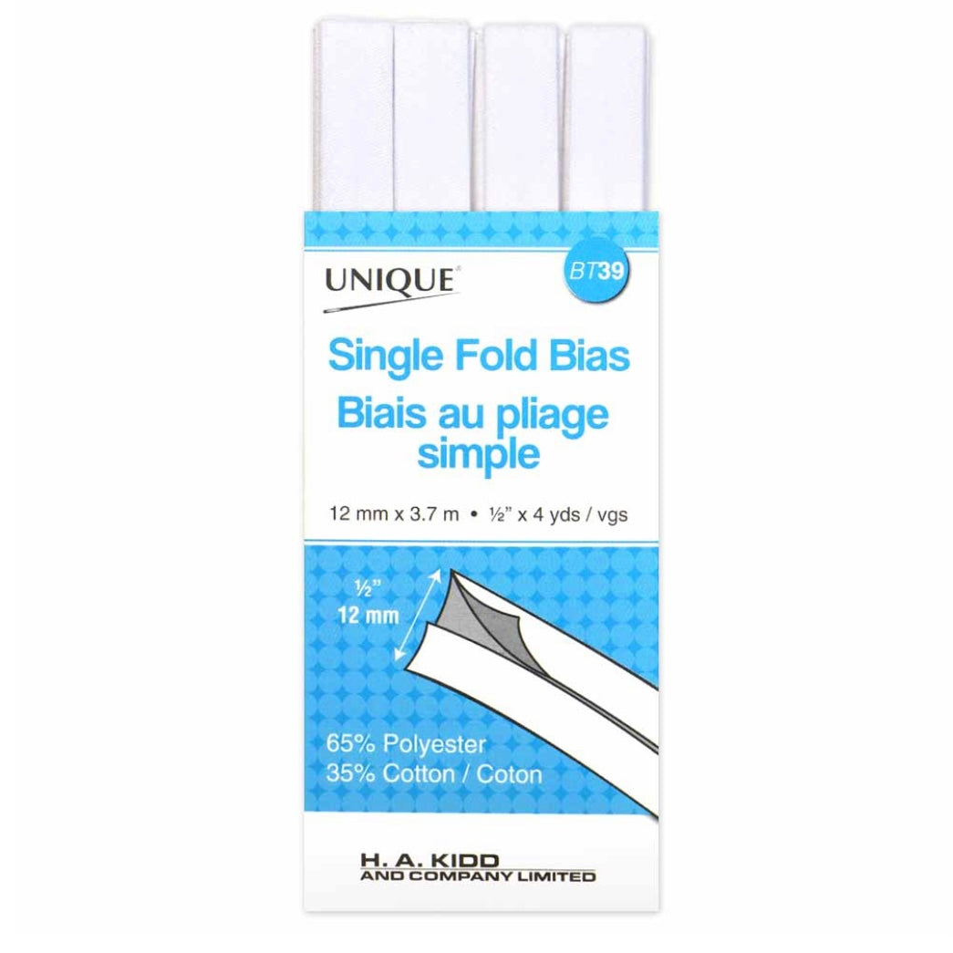 Single Fold Bias Tape - 12mm x 3.7m