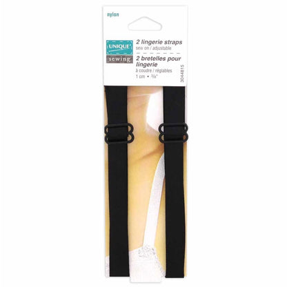 Lingerie Straps - Black - 10mm (3/8″) - 2pcs