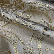 Metallic Cross Polyester Brocade - Gold/White