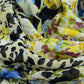 Crinkled Printed Polyester Chiffon - Floral - Blue/Yellow/Black/White
