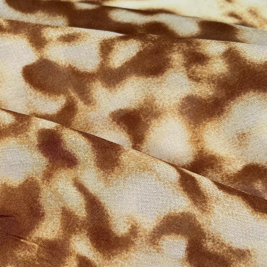 Printed Silk Chiffon - Brown/Cream