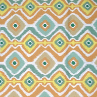 Ikat Printed Indoor/Outdoor Upholstery - White/Yellow/Orange/Green
