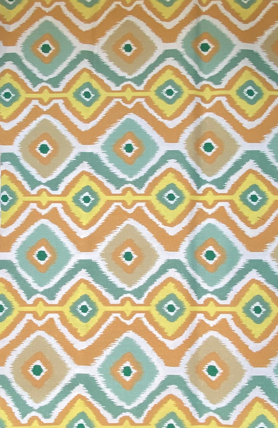 Ikat Printed Indoor/Outdoor Upholstery - White/Yellow/Orange/Green