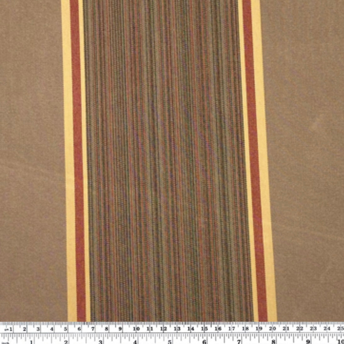 Sunbrella Striped Woven Upholstery - 48” - Brown/Yellow/Red/Green