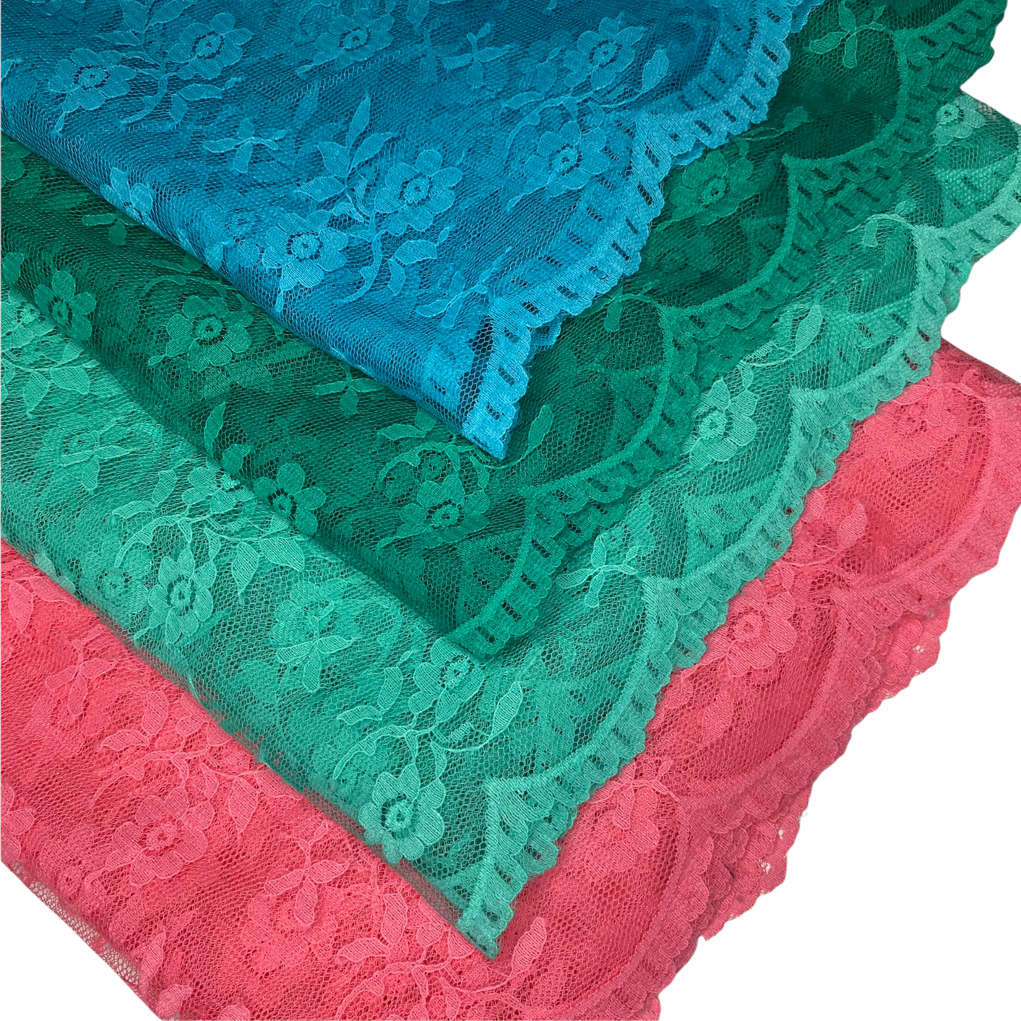 Scalloped Edged Floral Polyester Lace - 52” - Pink