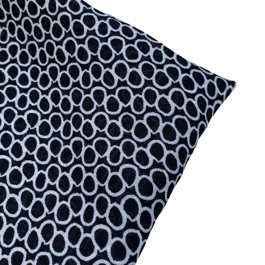 Printed Polyester Chiffon - Circles - Black/White