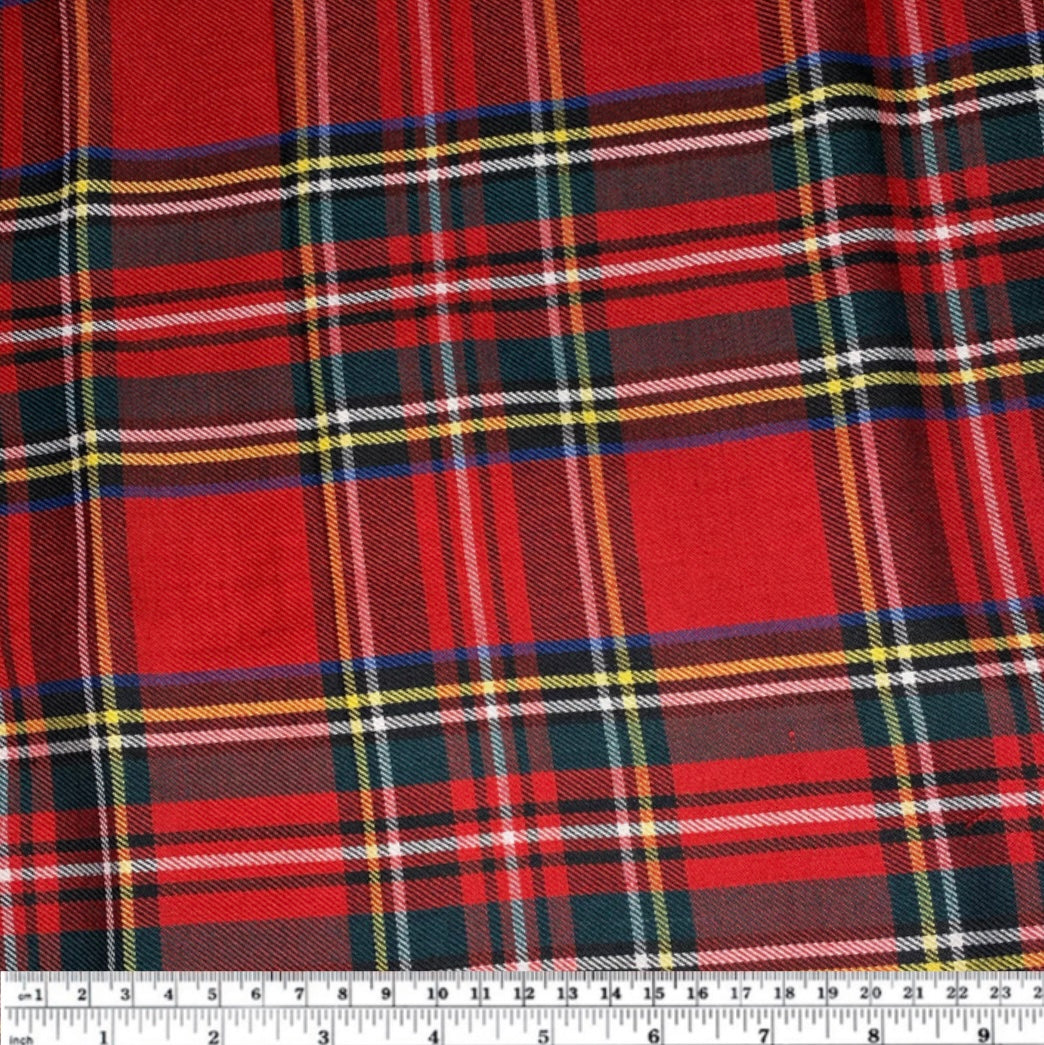 Fabric, Royal Stewart Tartan Fabric Red Plaid Material for