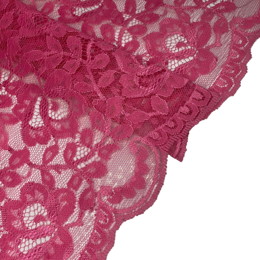 Floral Corded Lace with Scalloped Edges - Pink