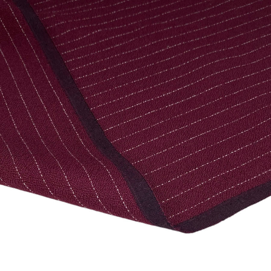 Pin Striped Wool Crepe - Burgundy/White