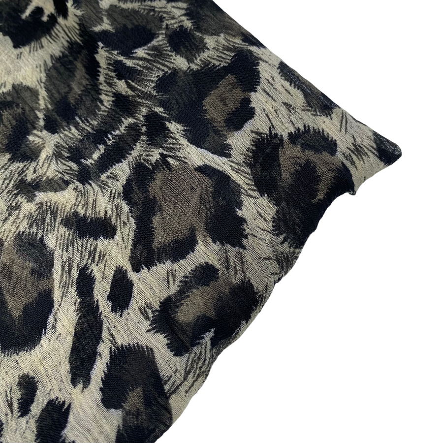 Crinkled Printed Polyester Chiffon - Cheetah