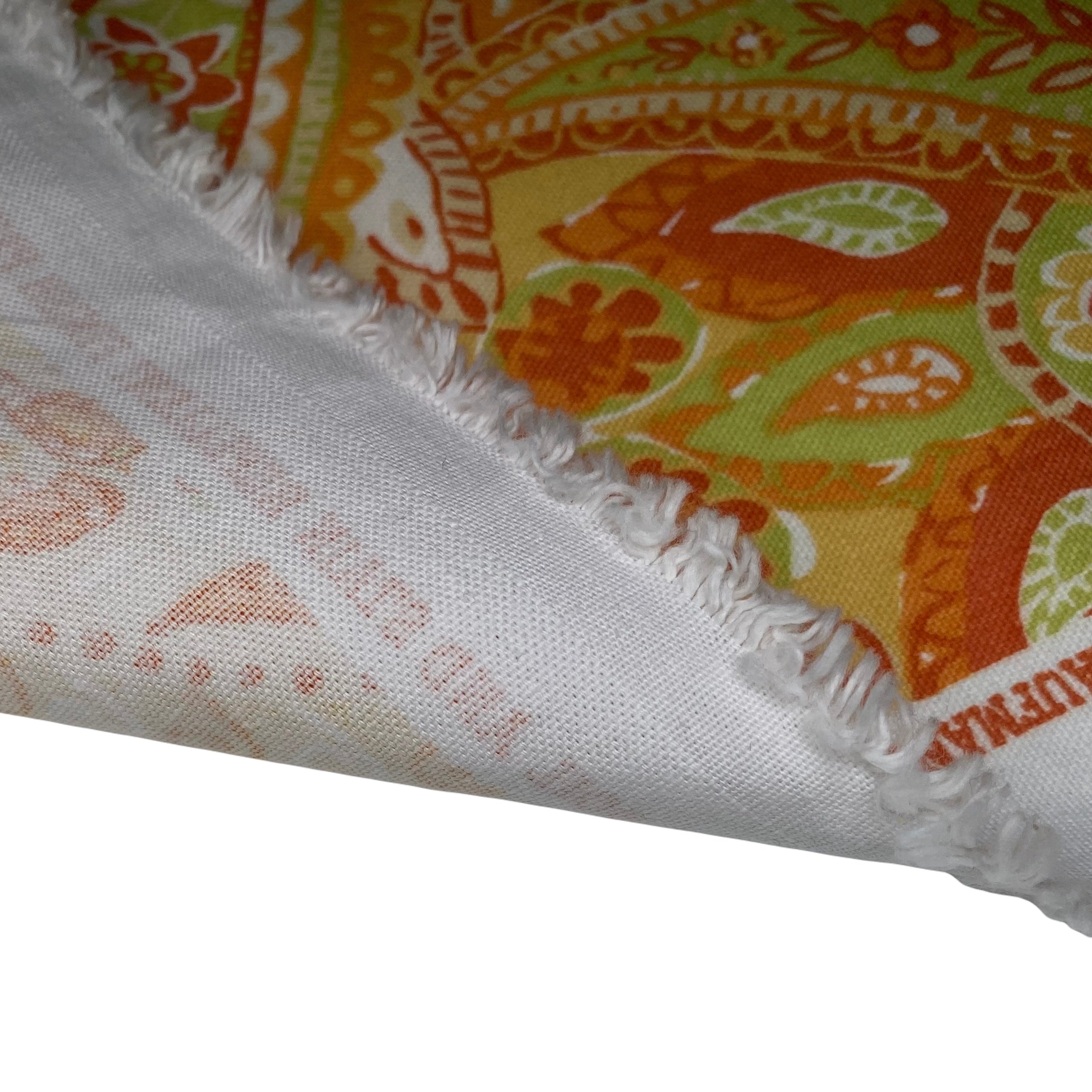 Printed Paisley Cotton Canvas - Orange/Green