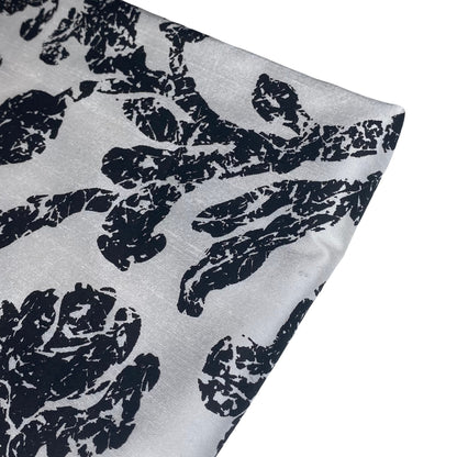 Damask Silk Shantung - White/Black