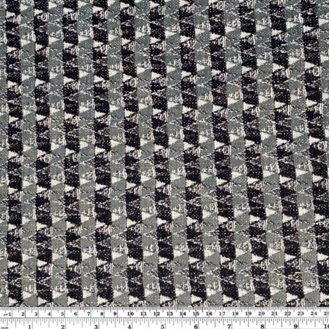 Patterned Upholstery - Designer Remnant - Grey/Black/Ivory