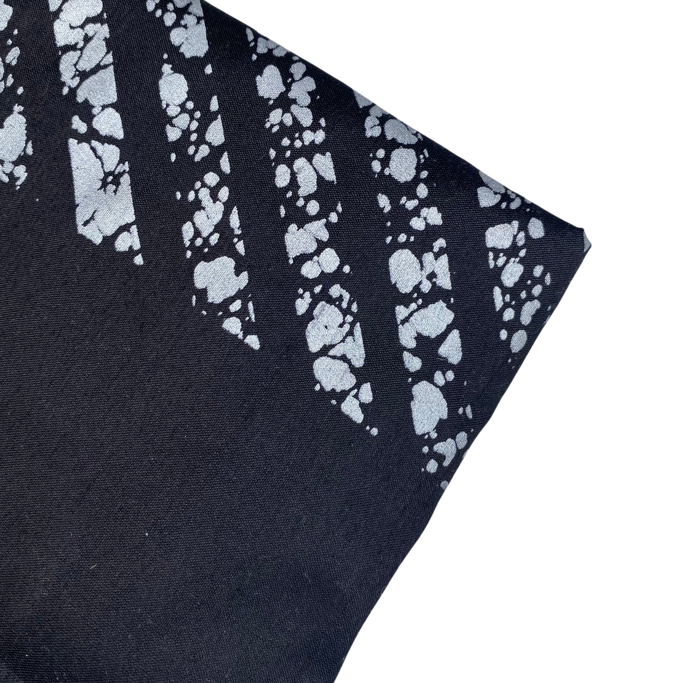 Striped Silk Shantung - Black/Silver
