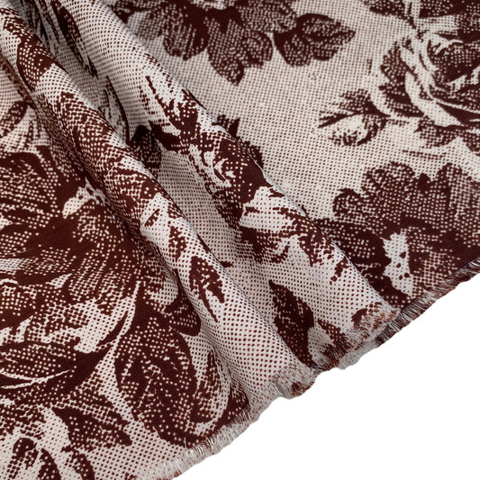 Floral Printed Polyester - 44” - Brown/Beige