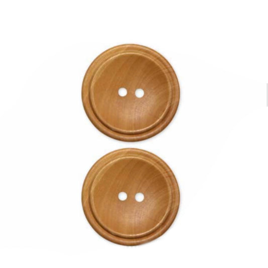 Two Hole Wood Button - 40mm - Natural - 1 Count