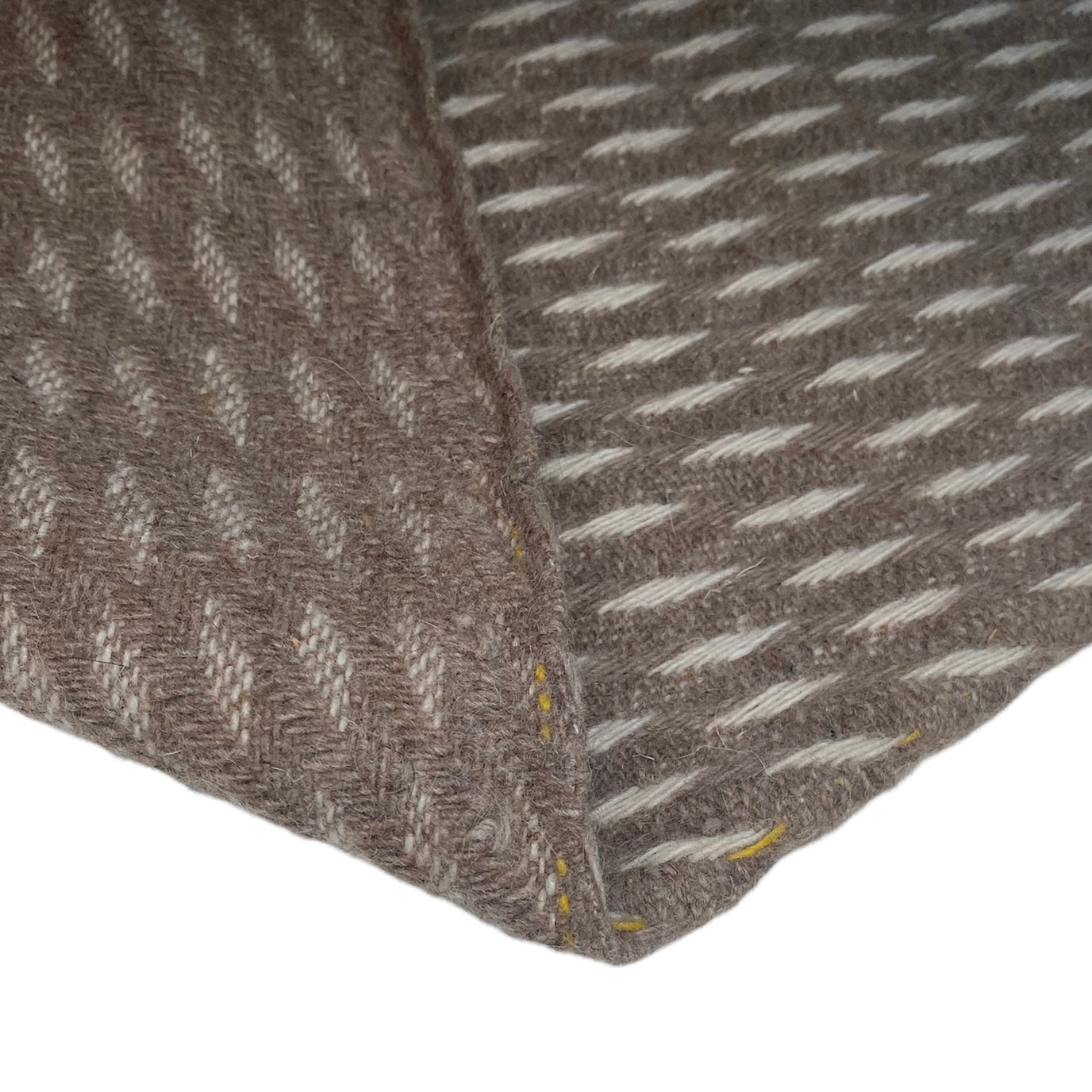 Patterned Wool Coating Diagonal Stripes - Brown/Cream