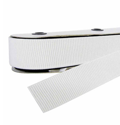 Woven Ribbed Elastic - 38mm - By the Yard - White