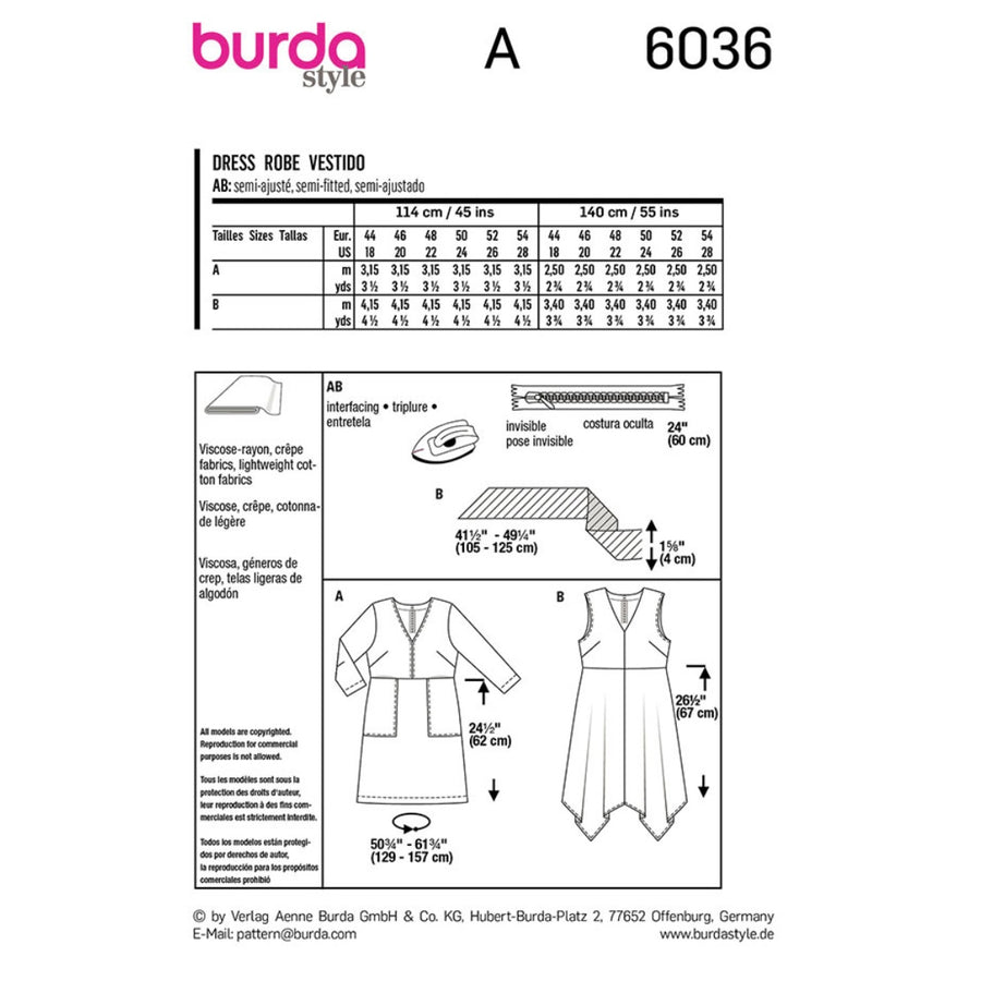 Dress Sewing Pattern - Burda Style 6036