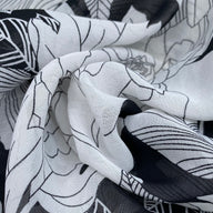 Floral Polyester Chiffon - 58” - Black/White
