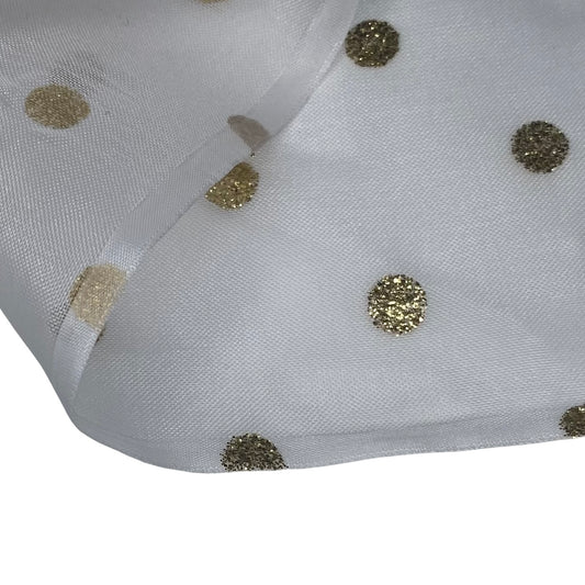 Glitter Polka Dot Polyester Organza - 59” - White/Gold