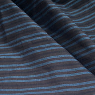 Striped Stretch Cotton Poplin - 50” - Blue/Brown