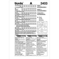Burda Style 3403 - Men’s Vest/Accessory Sewing Pattern