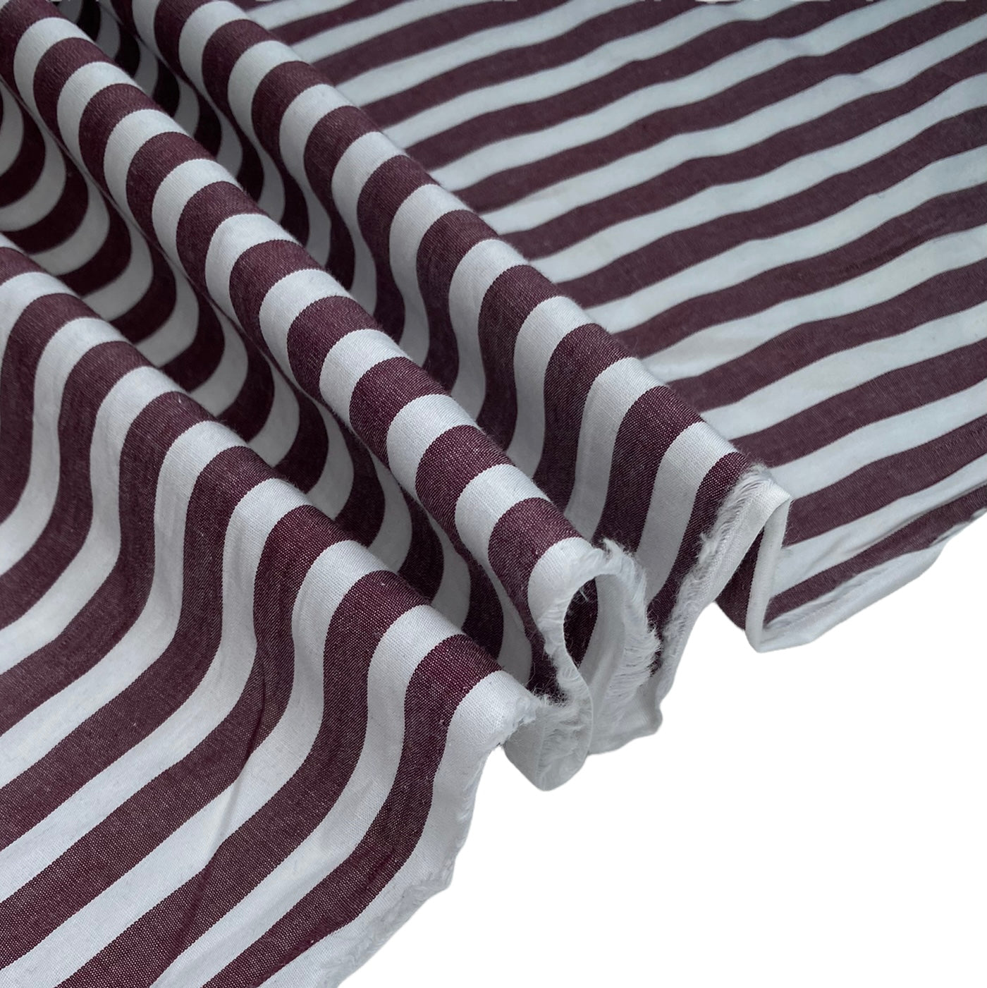 Yarn Dyed - Striped Cotton - White/Burgundy