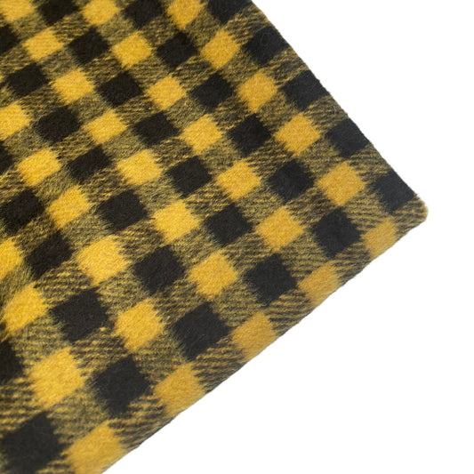 Wool Blend Coating - Buffalo Plaid - Yellow/Black