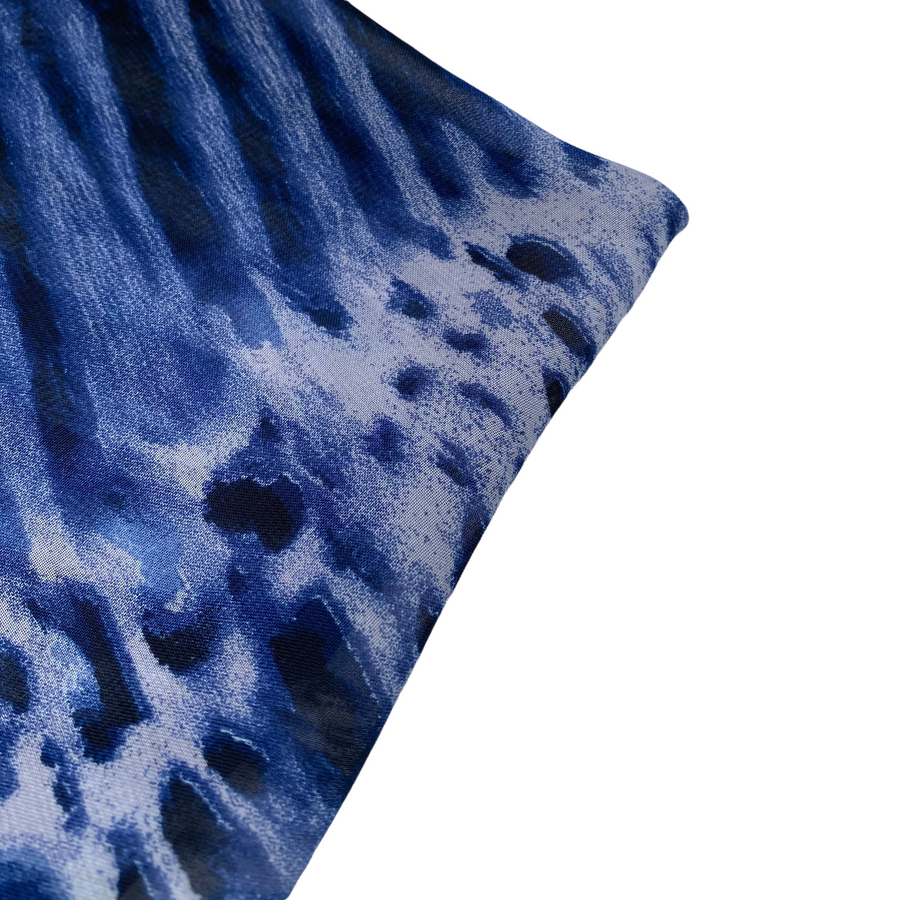 Striped Animal Print Polyester Chiffon - Striped Animal Print Blue