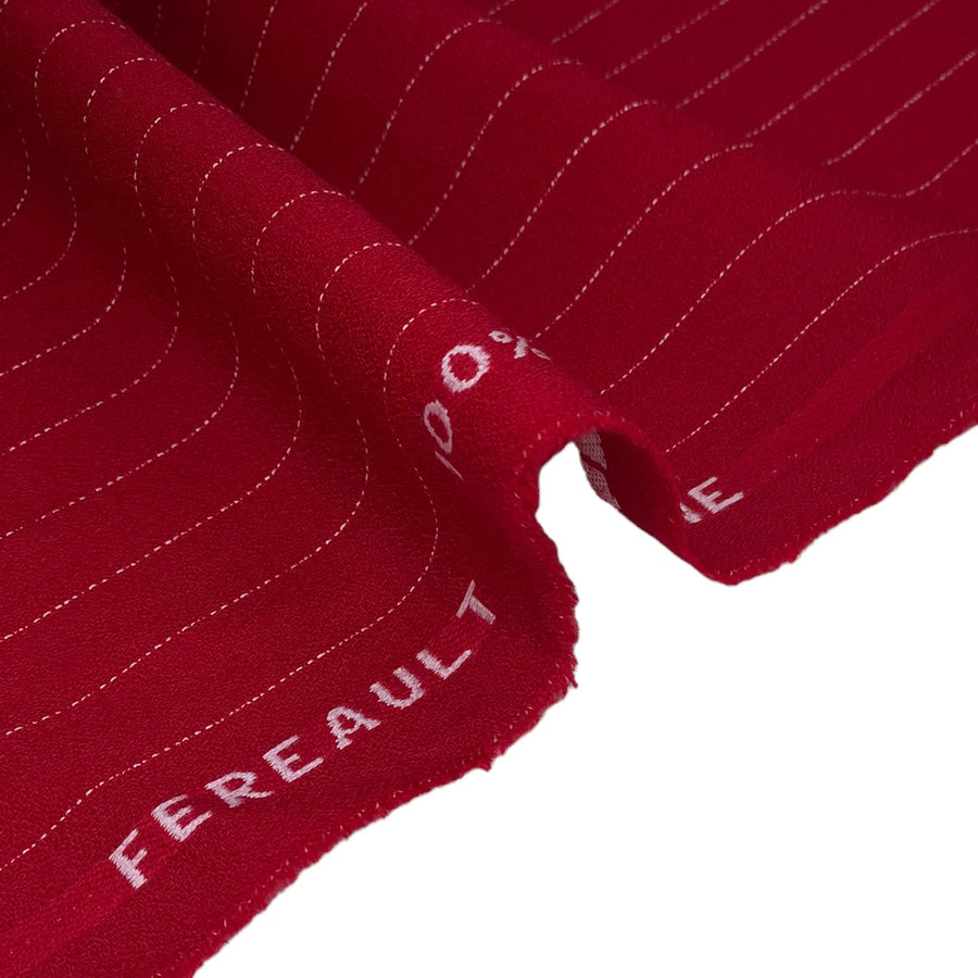 Pin Striped Super Twist Italian Wool Crepe - Red/White